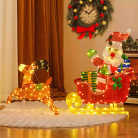 Pre-lit Christmas Santa Claus & Reindeer Sleigh Xmas Decor Set w/ 239 LED Lights