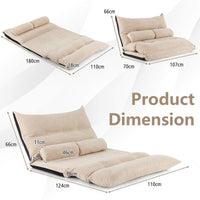 Adjustable Floor Sofa Bed Foldable Lazy Sofa Bed Couch w/ Backrest Living Room