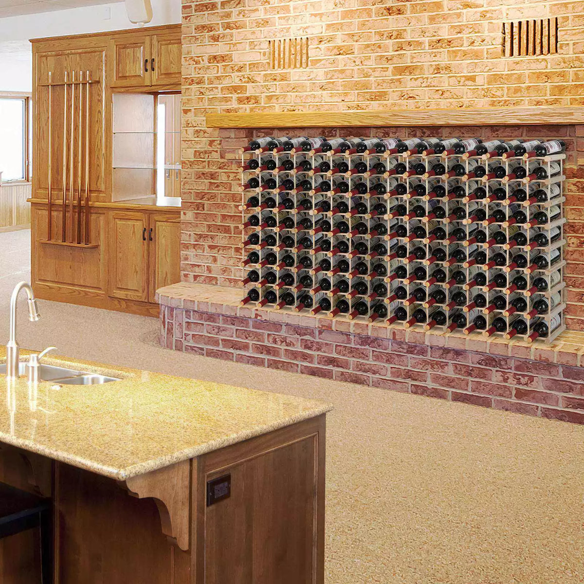 5-Tier 36-Bottle Stackable Wooden Wine Rack Modular Wine Bottle Displa ...