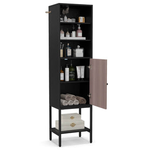 146 cm Tall Bathroom Cabinet Slim Cupboard Storage Organizer Adjustable Shelf