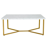 Modern Coffee Table w/ Faux Marble Tabletop & Golden Y-shaped Legs Foot Pads