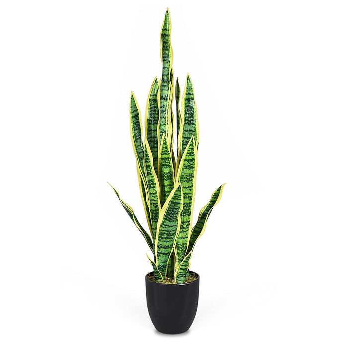 90CM Artificial Snake Plant Fake Sansevieria Faux Agave Plant w/ Pot 20 Leaves