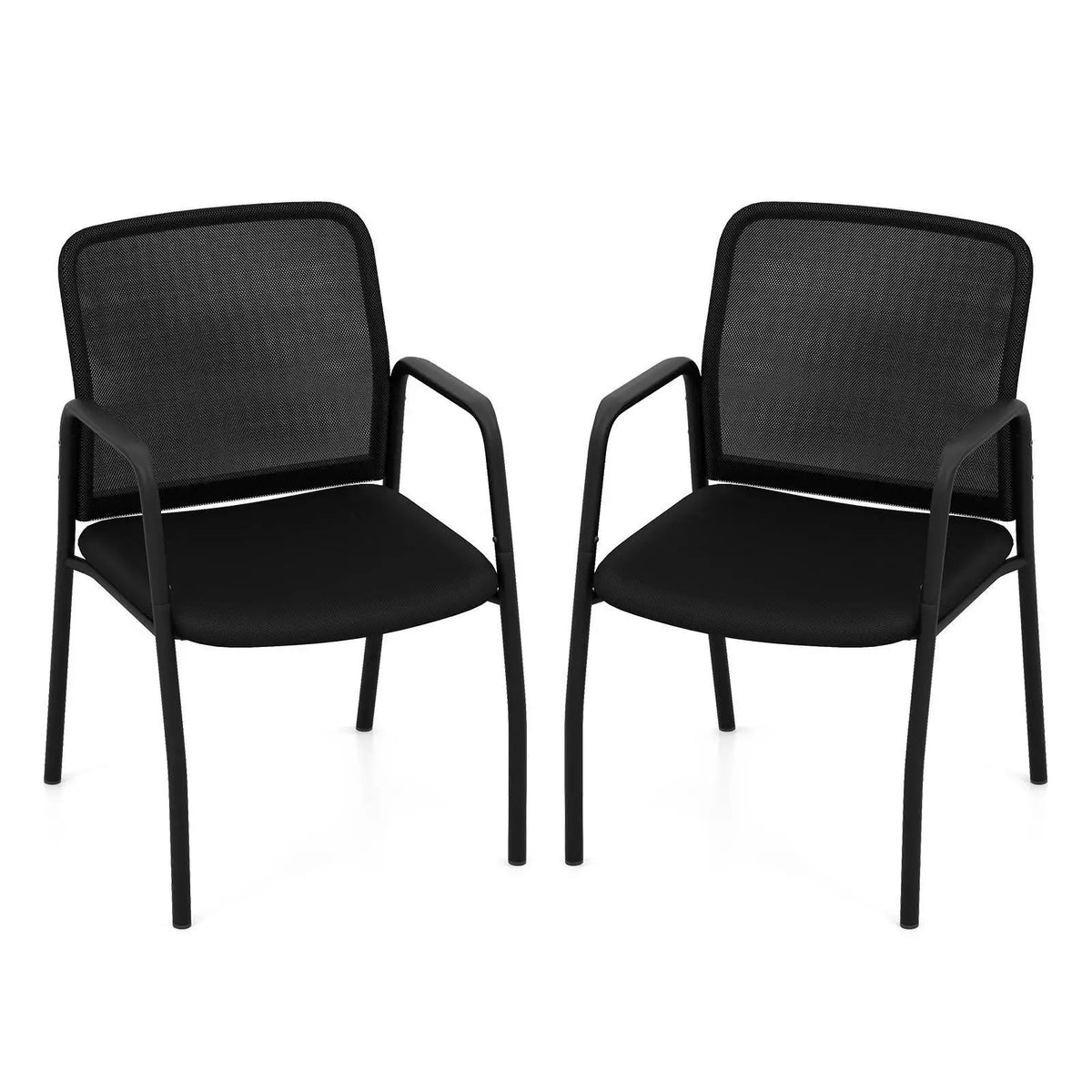 Waiting Room Chair Set of 2 Office Guest Chairs w/ Mesh Backrest Cushioned Seat