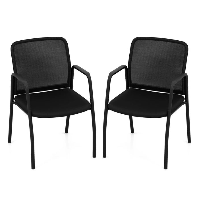 Waiting Room Chair Set of 2 Office Guest Chairs w/ Mesh Backrest Cushioned Seat
