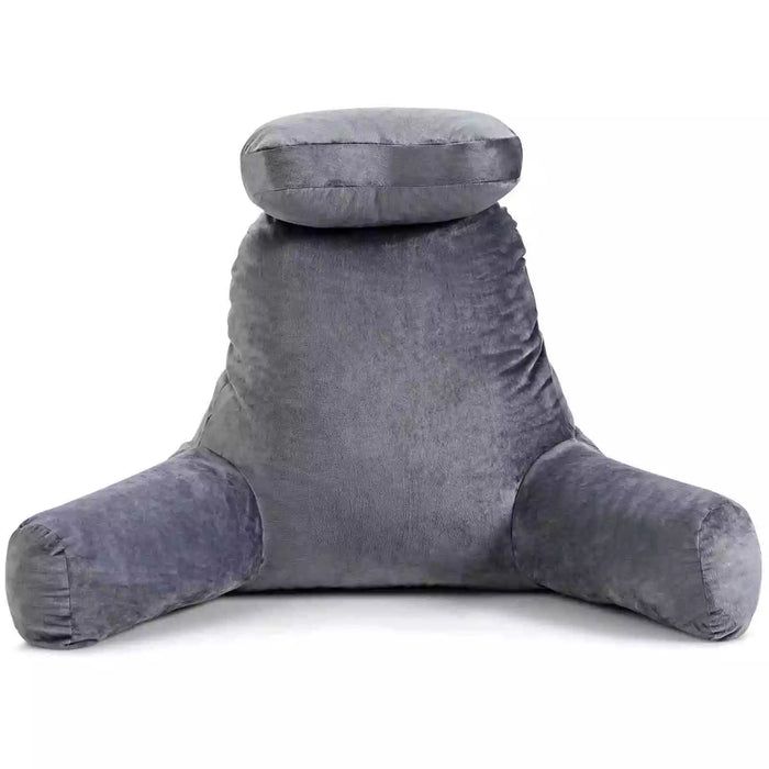 Detachable Big Bed Rest/Reading Pillow w/ Support Arms Plush & Memory Foam Fill