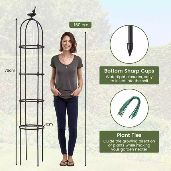 2-Pack 2-in-1 Garden Obelisk Trellis Rustproof Plant Cage w/ Adjustable Height