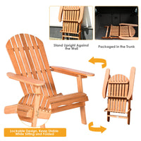 Foldable Adirondack Chair Outdoor Eucalyptus Wood Lounger Chair Natural