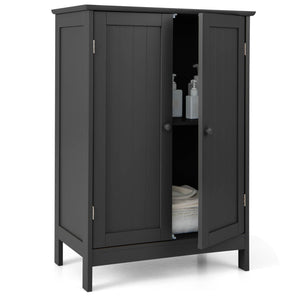 Bathroom Storage Cabinet 3-Tier Floor Cabinet w/ Double Doors Adjustable Shelf