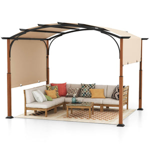 3m x 3.6m Outdoor Metal Retractable Pergola with Retractable Canopy Garden Patio