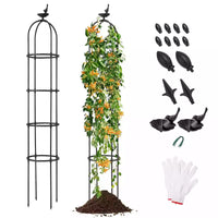 2-Pack 2-in-1 Garden Obelisk Trellis Rustproof Plant Cage w/ Adjustable Height