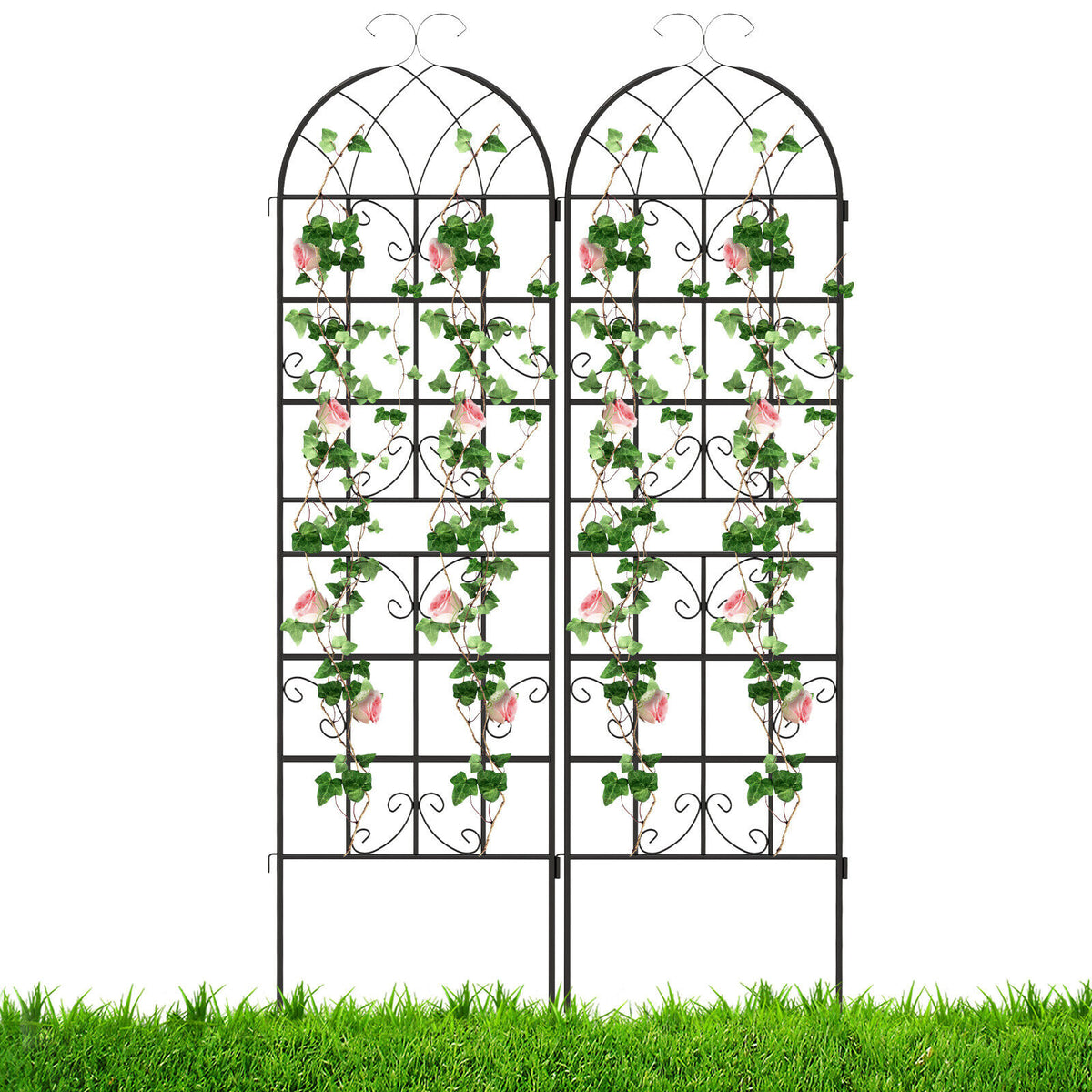 2PCS Metal Garden Trellis Fence for Climbing Plants Rustproof Decorative Screen