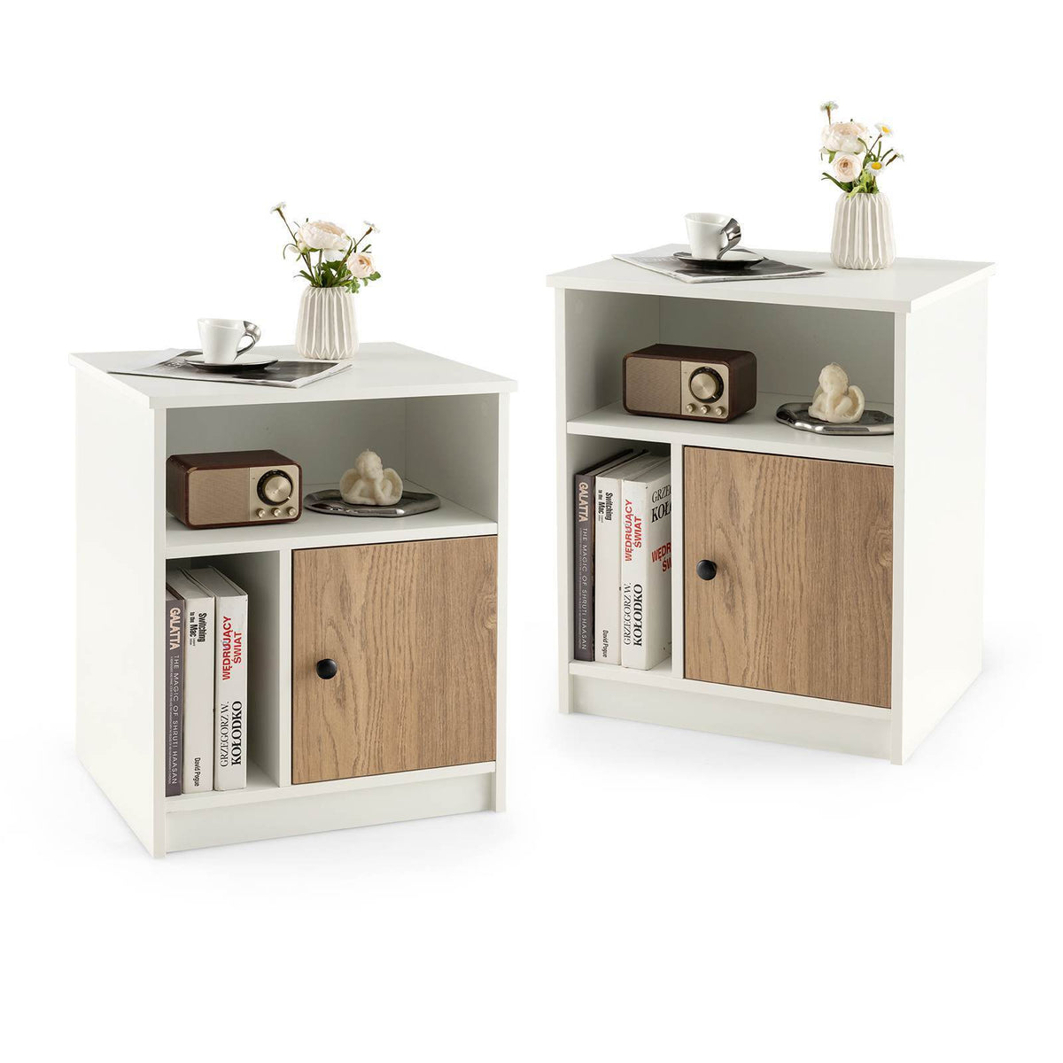 Nightstand Set of 2 Side Table Modern End Table Storage Bedroom Living Room