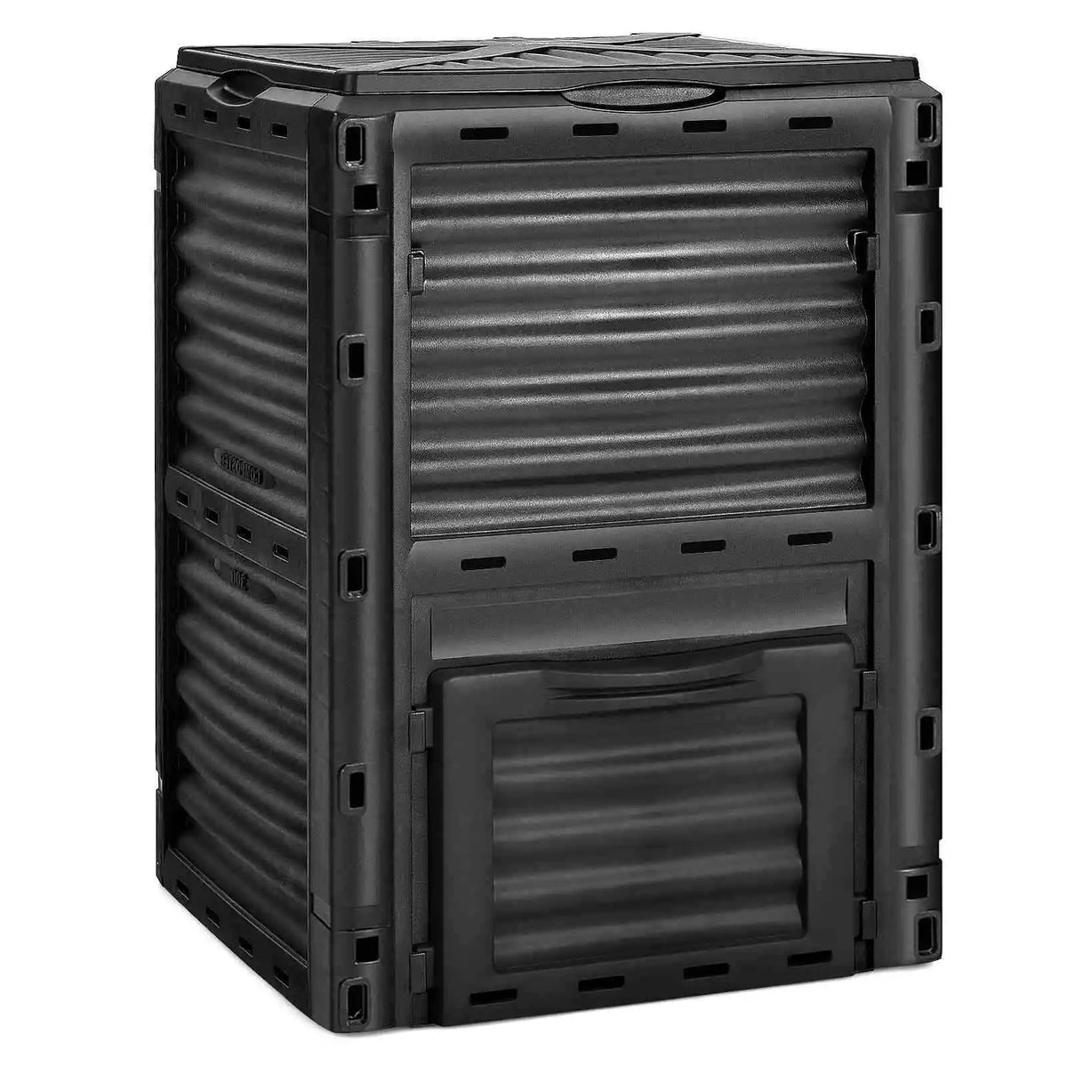 Garden Compost Bin, 80-Gallon/300L Outdoor Composter W/Large Openable Lid & Bottom Exit Door