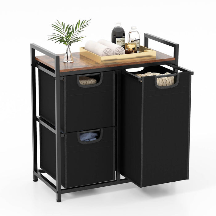 Laundry Hamper Basket Organizer w/ 3 Pull-out Removable Bags Countertop Bathroom