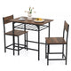 3-Piece Dining Table Set for 2 Wood Rectangular Table & Chair Metal Frame