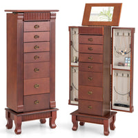 Jewelry Armoire Cabinet Standing Jewelry Storage Organizer with Makeup Mirror