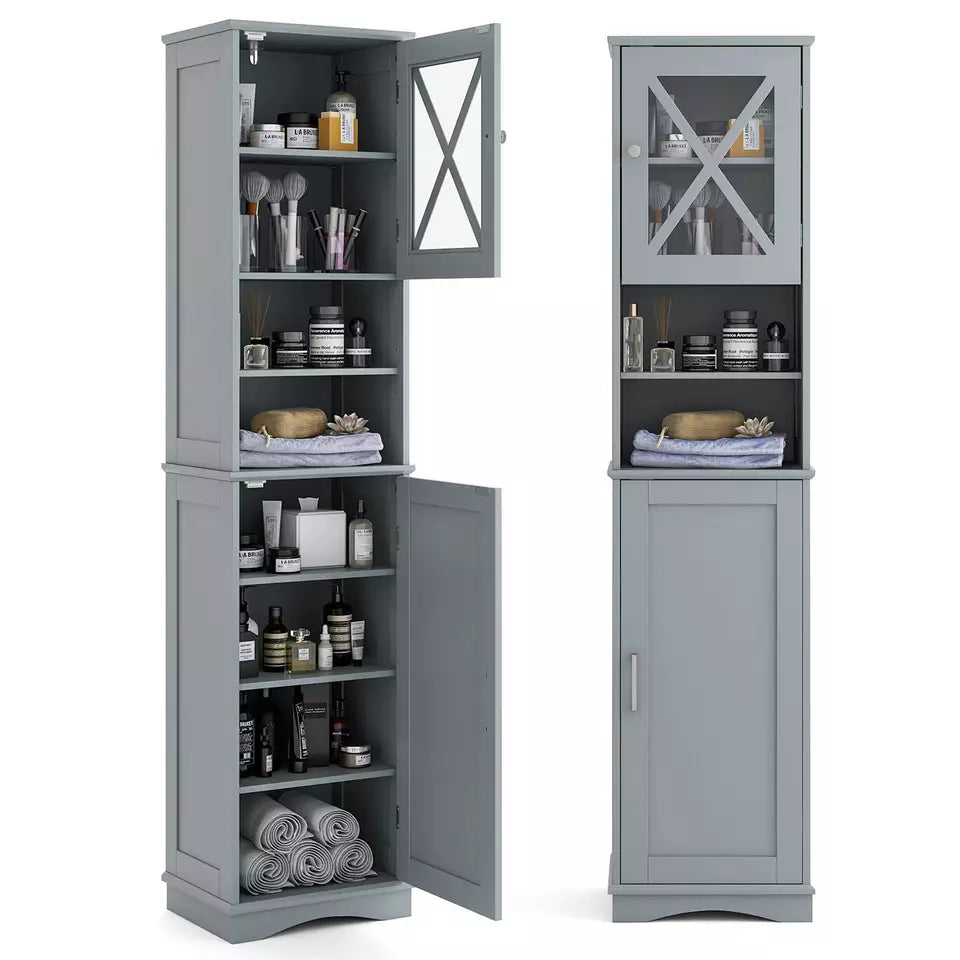 Tall Bathroom Freestanding Storage Cupboard Narrow Corner Floo