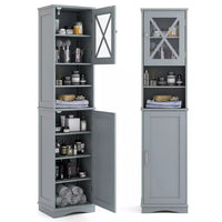 Tall Bathroom Cabinet Freestanding Storage Cupboard Narrow Corner Floor Cabinet