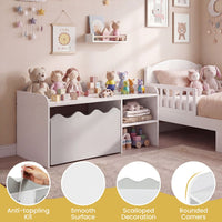 Scalloped Kids Bookshelf and Toy Storage Organizer for Bedroom