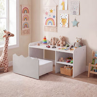 Scalloped Kids Bookshelf and Toy Storage Organizer for Bedroom