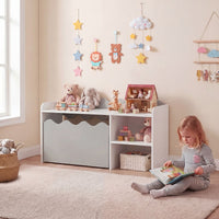 Scalloped Kids Bookshelf and Toy Storage Organizer for Bedroom