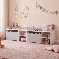 Scalloped Kids Bookshelf and Toy Storage Organizer for Bedroom