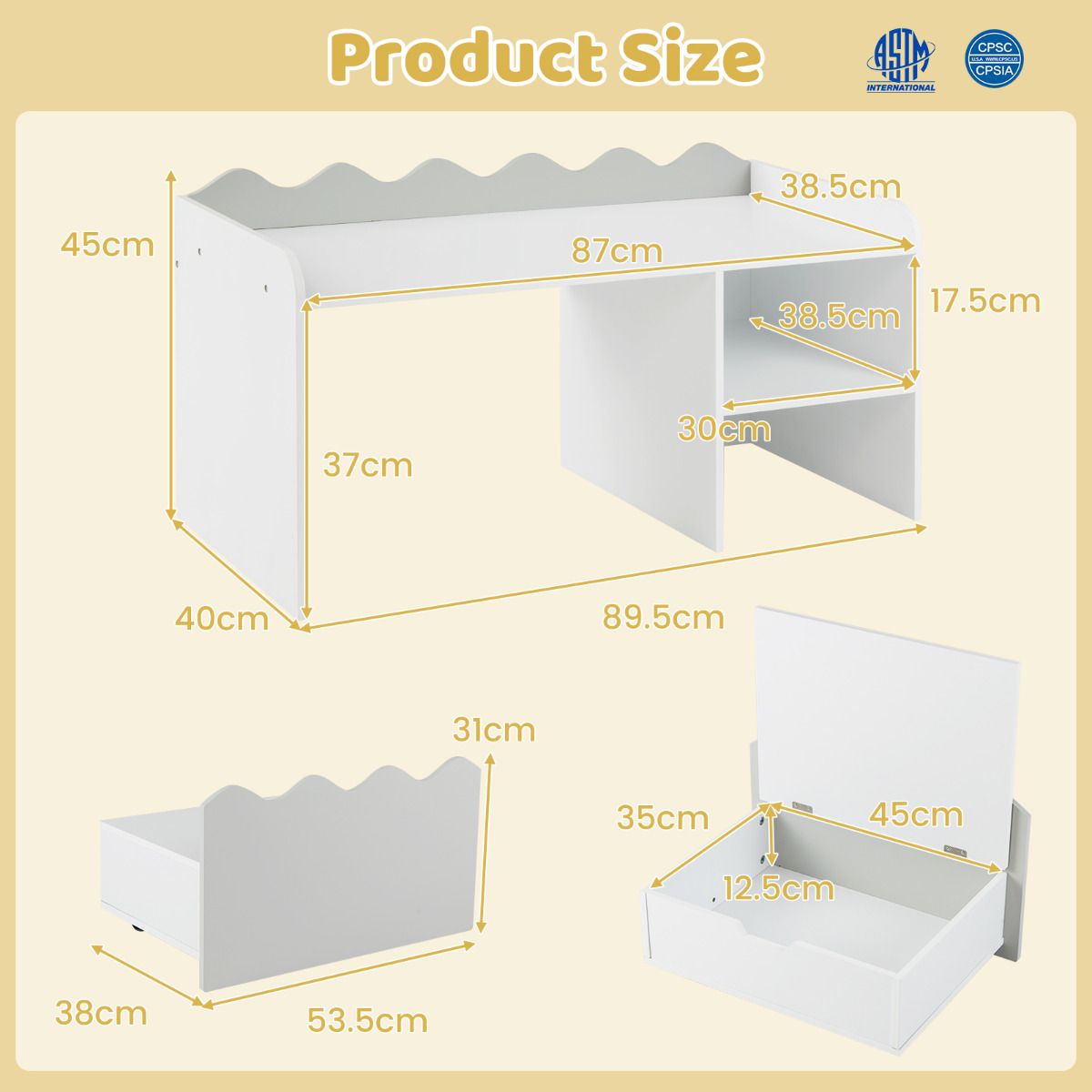 Scalloped Kids Bookshelf and Toy Storage Organizer for Bedroom