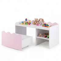 Scalloped Kids Bookshelf and Toy Storage Organizer for Bedroom