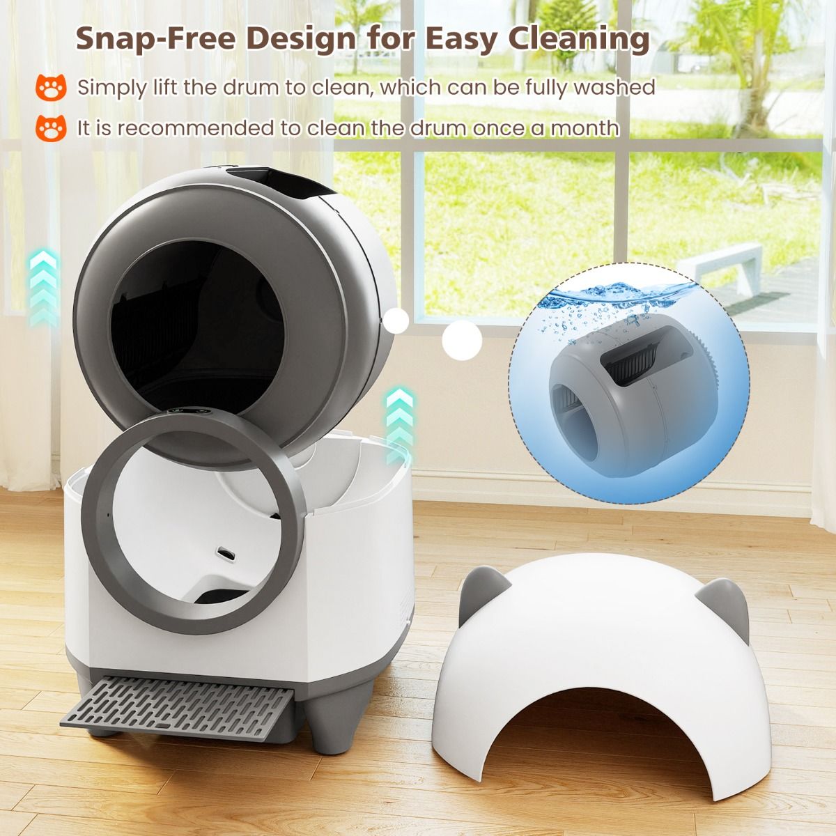 Self-Cleaning Cat Litter Box with Safety Sensors and App Contro