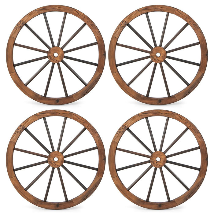 Set of 4 Decorative Wooden Wagon Wheels 76cm Vintage Wagon Wheel Wall Decor