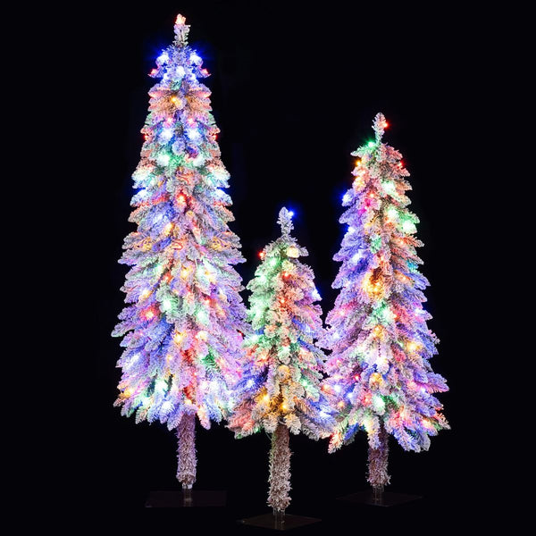 Set of 3 Artificial Christmas Tree 150/120/90cm with Multi-colored LED Lights