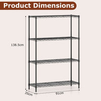 4/5-Tier Wire Shelving Unit with 4 Hooks and 452/565 kg Load Capacity