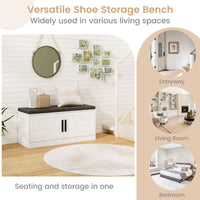 Shoe Bench with Cushion Farmhouse Shoe Bench with Storage