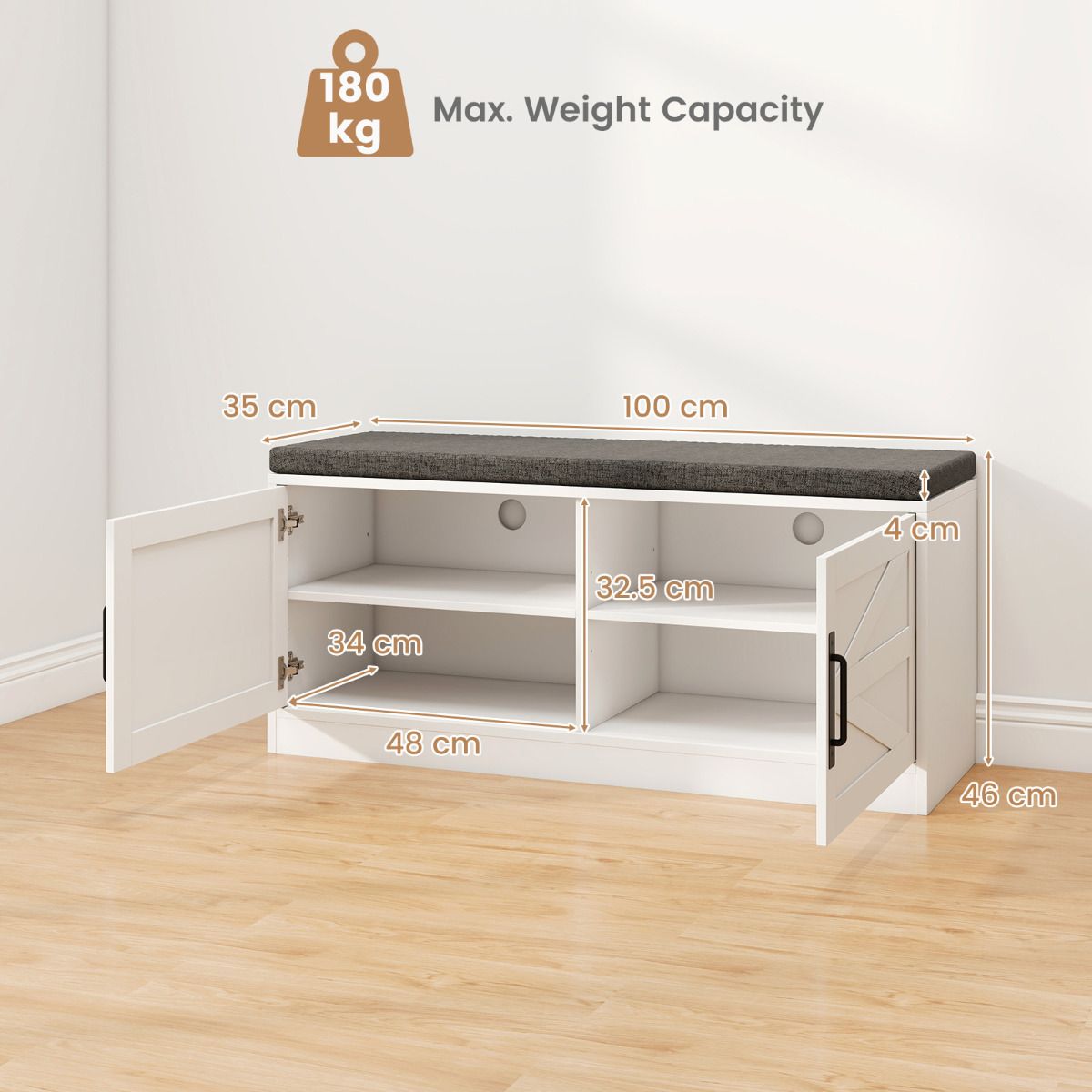 Shoe Bench with Cushion Farmhouse Shoe Bench with Storage