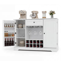 120cm Sideboard Cabinet with Door Shelves Wine Rack and Drawer for Kitchen