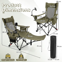 2-in-1 Camping Chair with Detachable Footrest and 3-Level Backrest