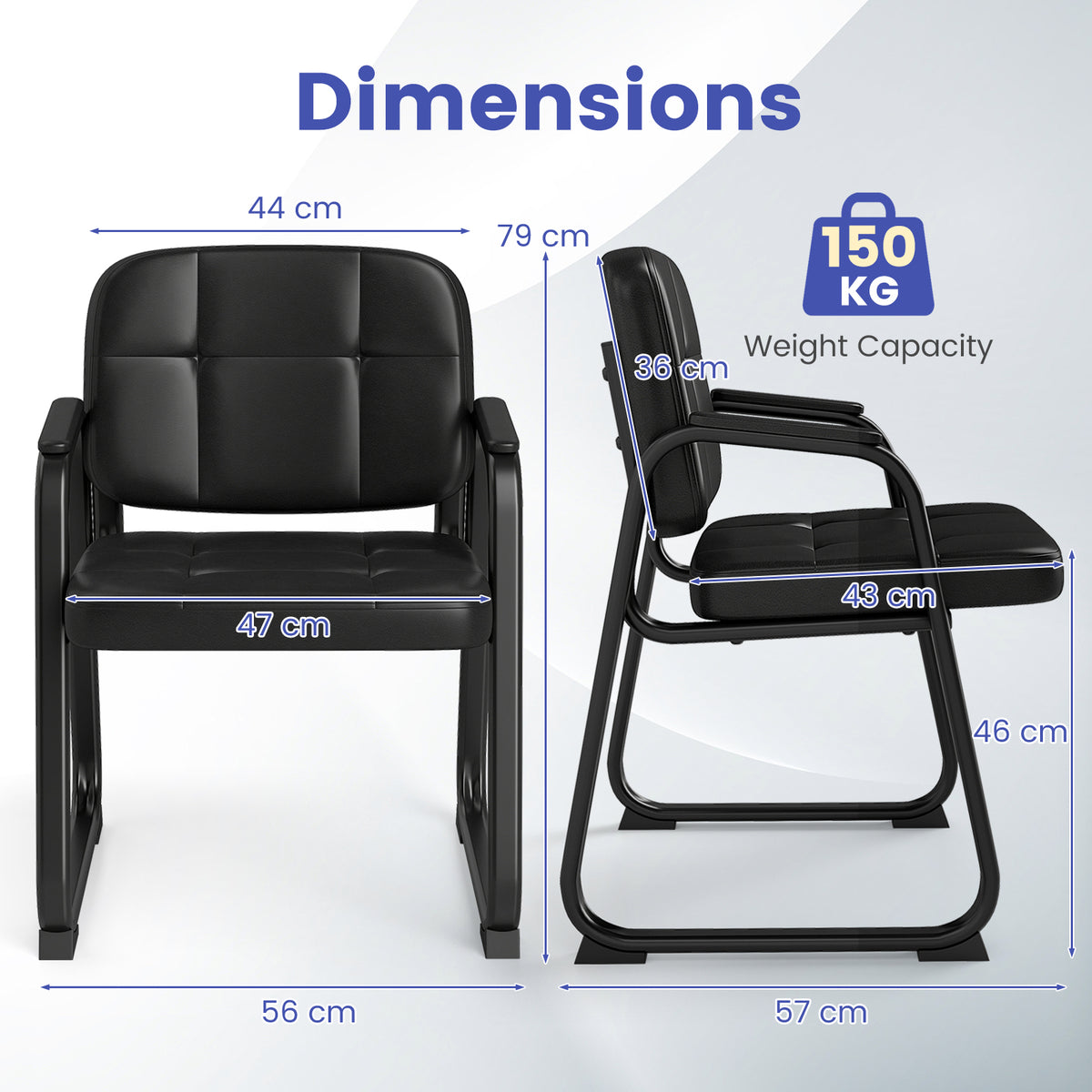 Office Reception Chairs with Padded Armrests Set of 2/4