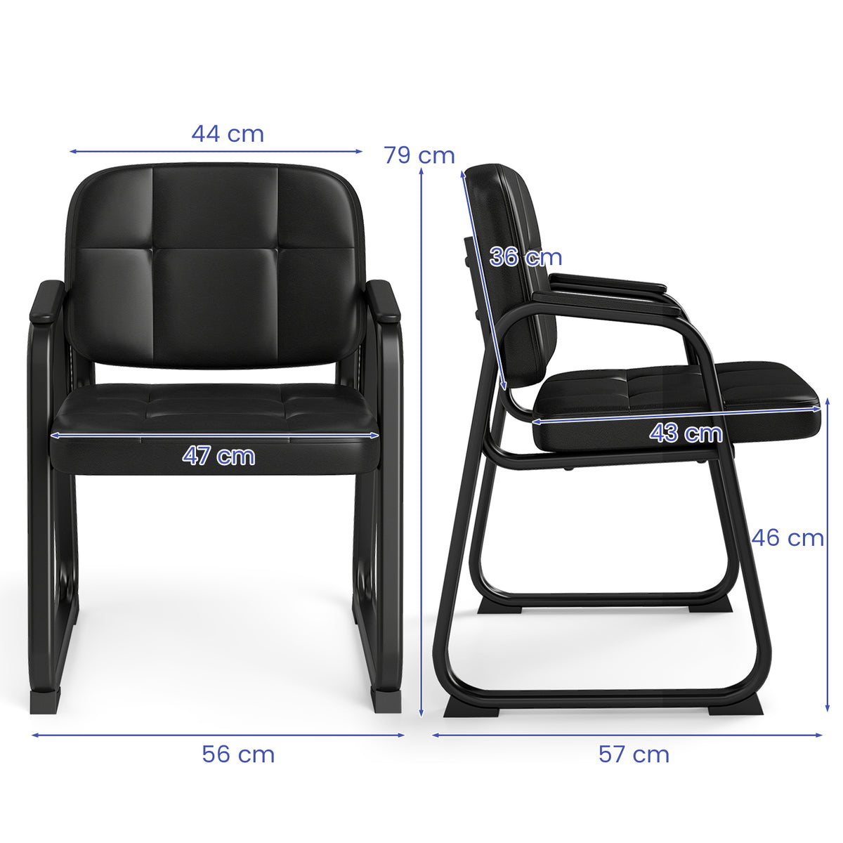 Office Reception Chairs with Padded Armrests Set of 2/4