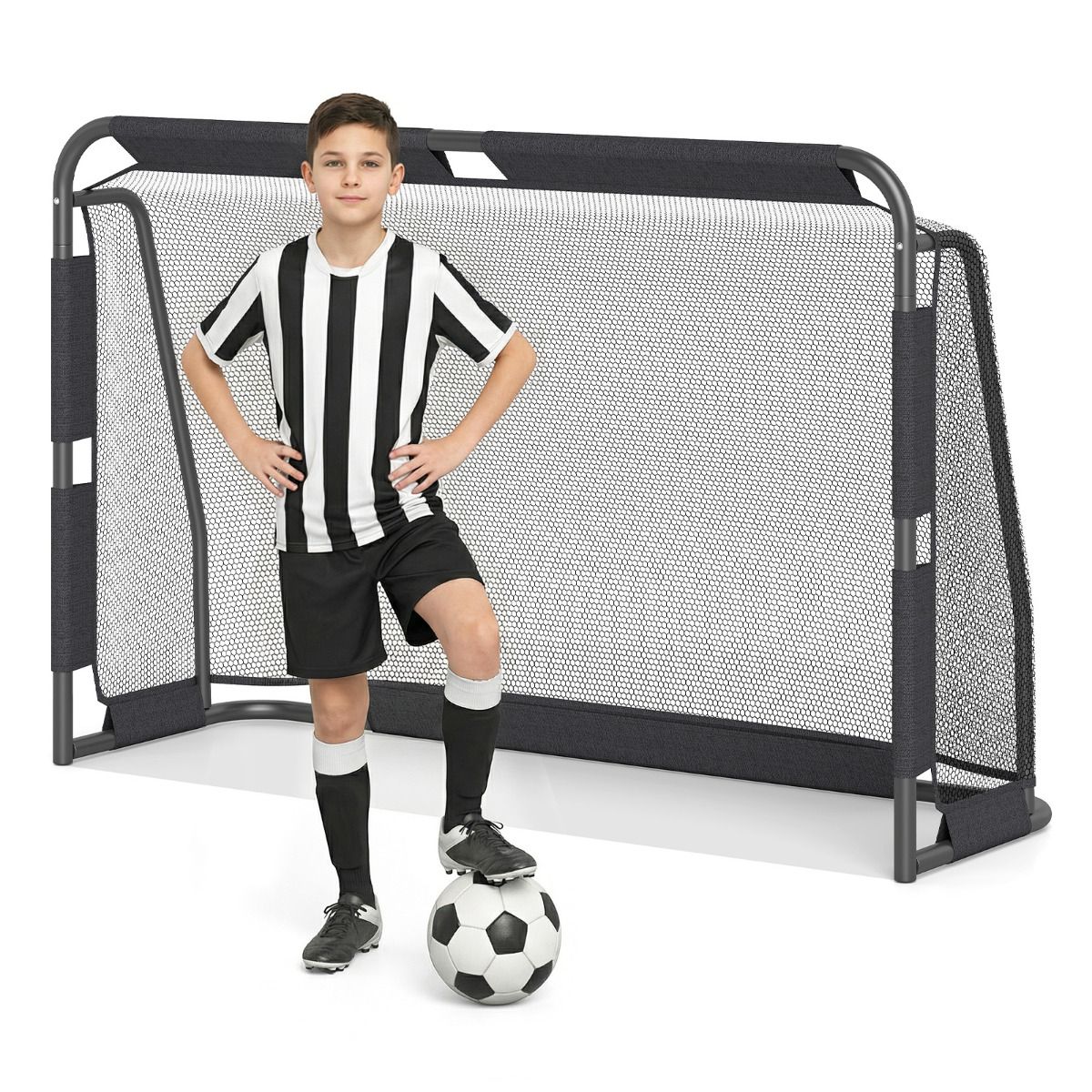 Soccer Goal Set for Backyard 182 cm x 120 cm Metal Frame Goal Post with Net & Anchoring System