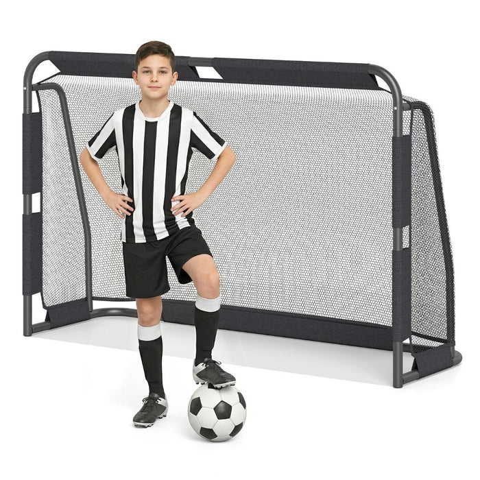 Soccer Goal Set for Backyard 182 cm x 120 cm Metal Frame Goal Post with Net & Anchoring System