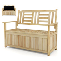 Solid Wood Storage Loveseat with Backrest and Armrests