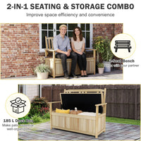 Solid Wood Storage Loveseat with Backrest and Armrests