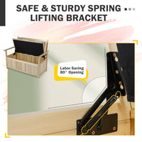 Solid Wood Storage Loveseat with Backrest and Armrests