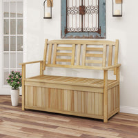 Solid Wood Storage Loveseat with Backrest and Armrests