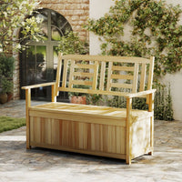 Solid Wood Storage Loveseat with Backrest and Armrests