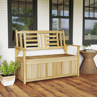 Solid Wood Storage Loveseat with Backrest and Armrests