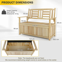 Solid Wood Storage Loveseat with Backrest and Armrests