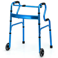 200KG Weight Capacity Aluminum Alloy Adult Walker w/ Unidirectional Wheels & Bi-Level Armrests