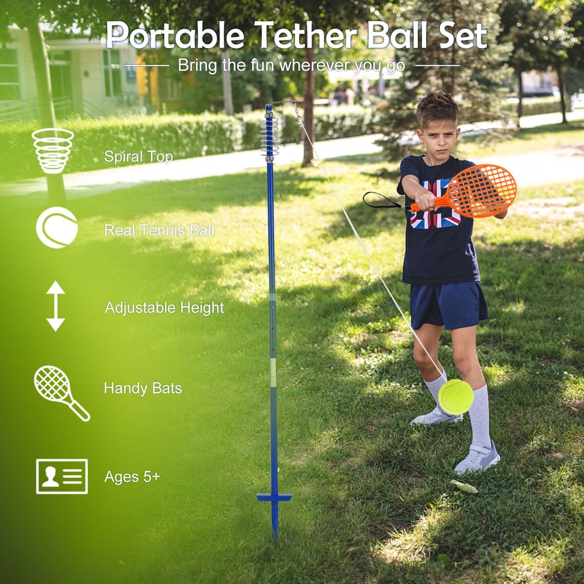 Portable Tetherball Set with Swivel Arm for Beach