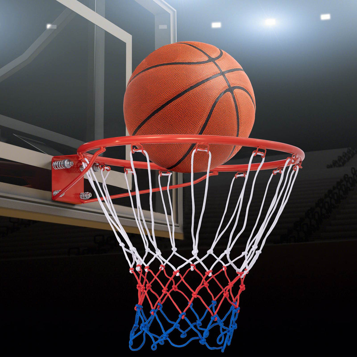 Basketball Rim Wall Door All-Weather Hanging Mounted Basketball Hoop w/ Net